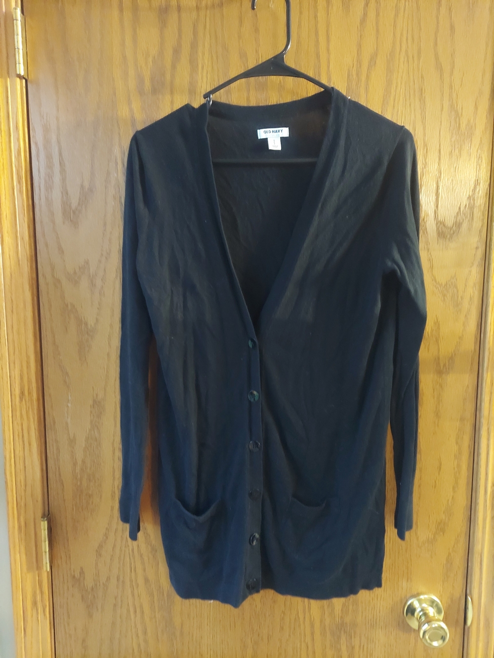 Old Navy Classic Black V-Neck Button-Down Cardigan Pocket Sweater S